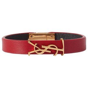 Saint Laurent Red Opyum Leather Bracelet